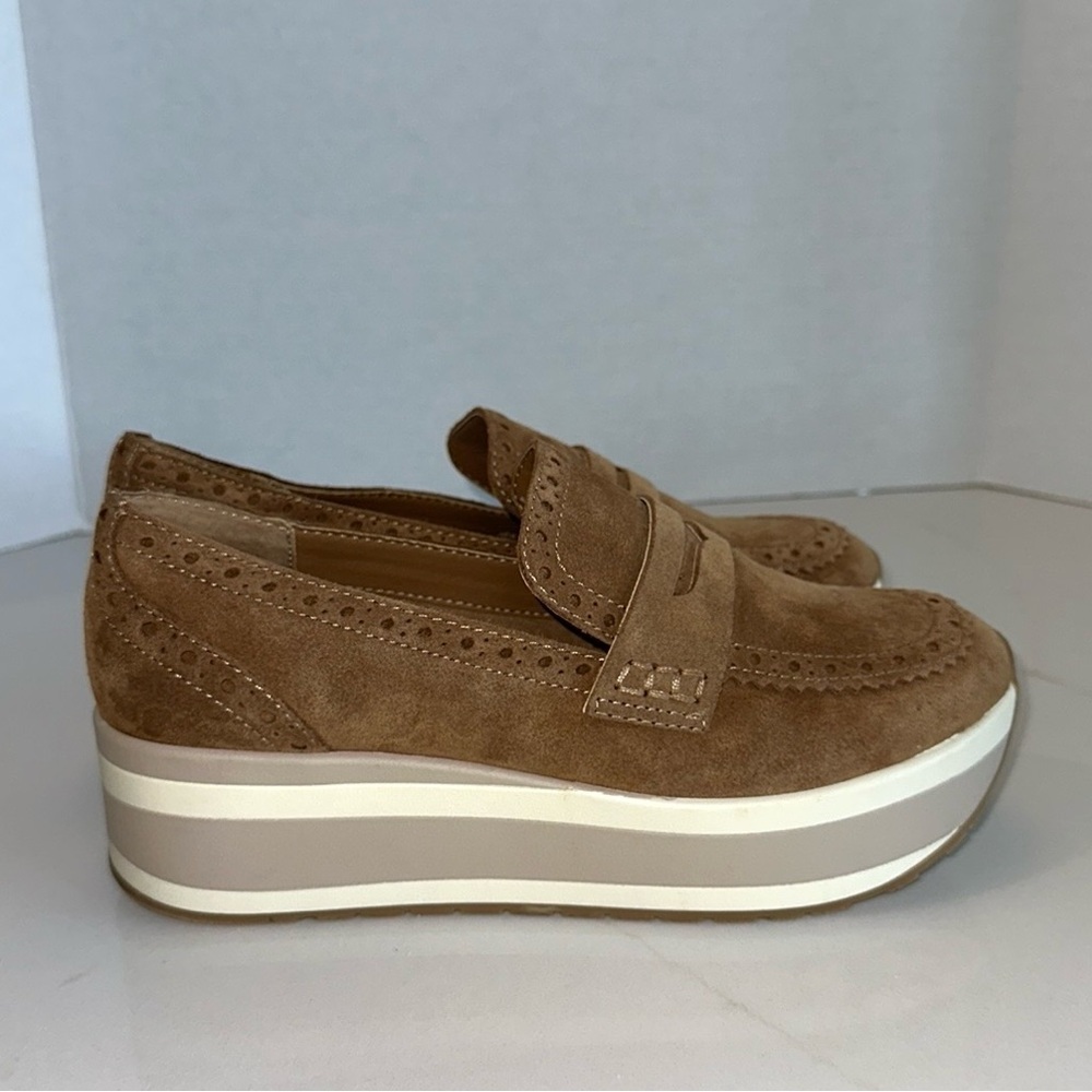 Dolce Vita Tan Suede Platform Penny Loafers - Picture 5 of 13
